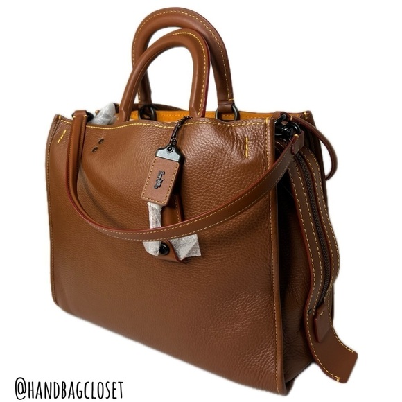 Coach LARGEST Rogue 36 Glovetanned Leather Top Handle Saddle Brown 54556 Bag - Picture 2 of 16